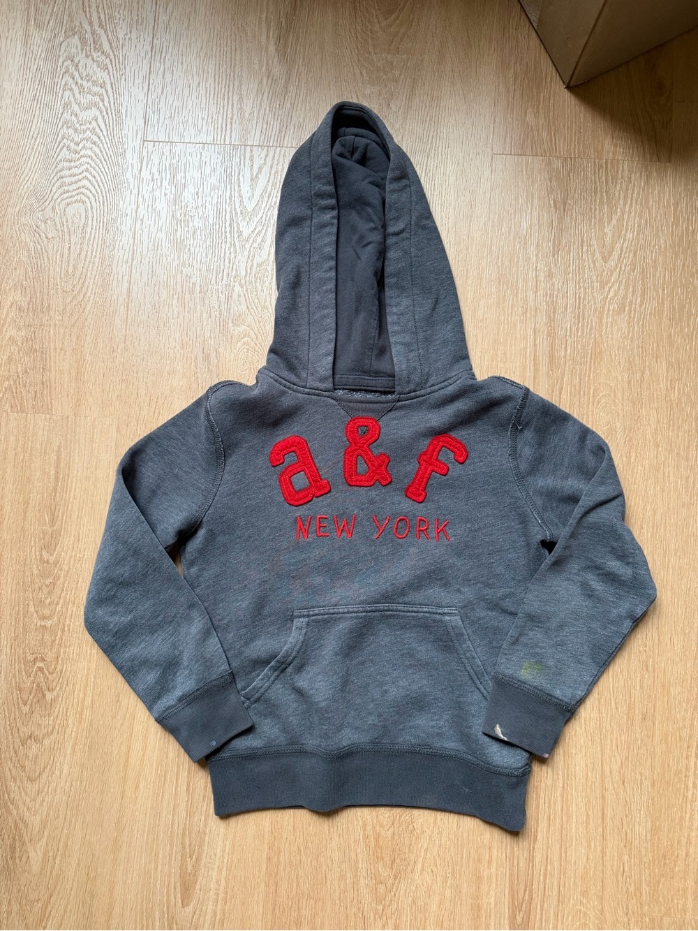 abercrombie kids Gray Hoodie with Red a&f New York Logo